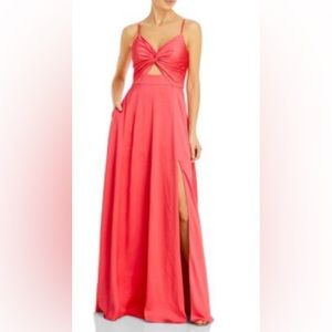 Brand new with tags, Twist Front Mermaid Gown. Color: Deep Coral. Size: 0